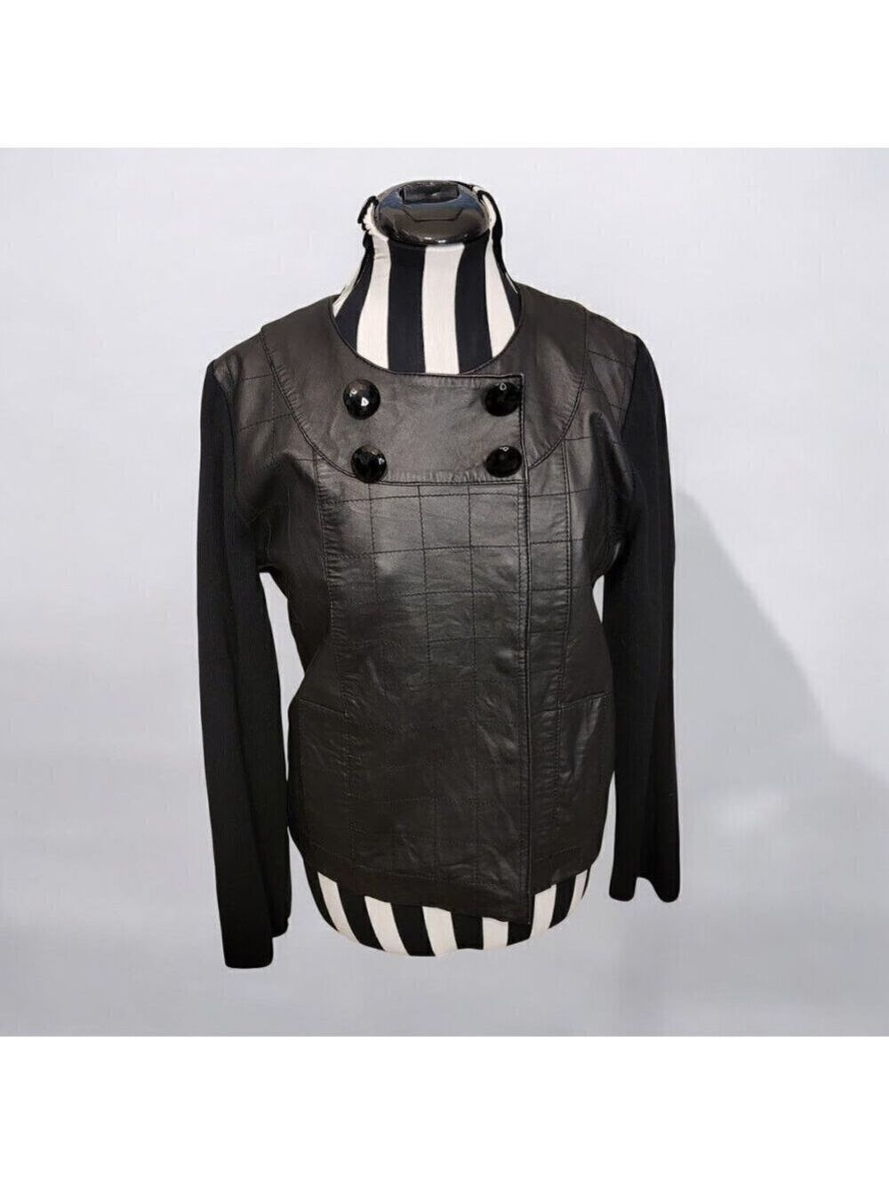Edgy Chic: Michael Simon Leather-Front Jacket - Size M